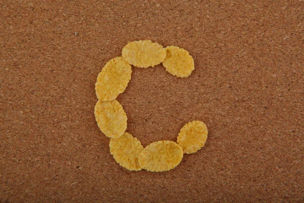 Corn Flakes Alphabet Wooden Background — Stock Photo, Image