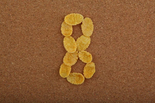Cornflakes Nummers Houten Achtergrond — Stockfoto