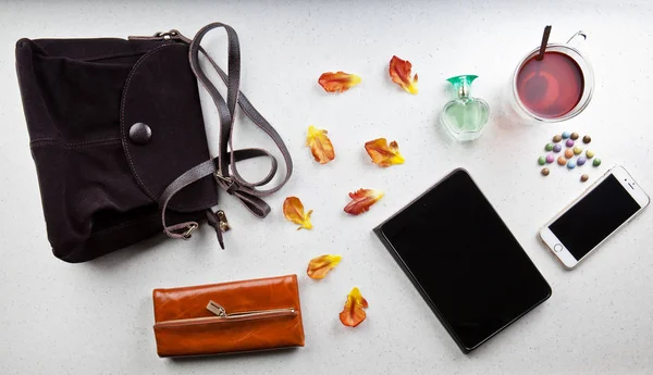 Mujer Accesorios Fondo Blanco — Foto de Stock