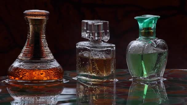 Glass Perfume Bottle Rain Drop — Stock Video
