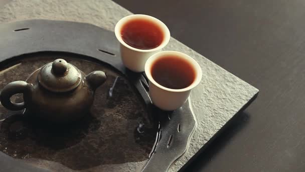 Μήκος Πόδηα Μαύρο Κινέζικο Τσάι — Αρχείο Βίντεο