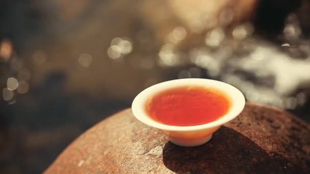 Schwarzer Chinesischer Teelauf Fluss Filmmaterial — Stockvideo