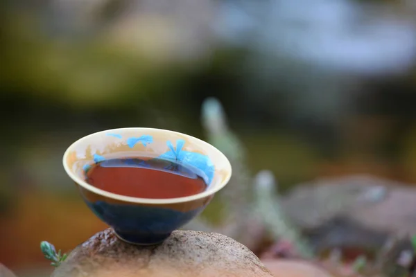 Černý Čínský Čaj Běh Řeky — Stock fotografie