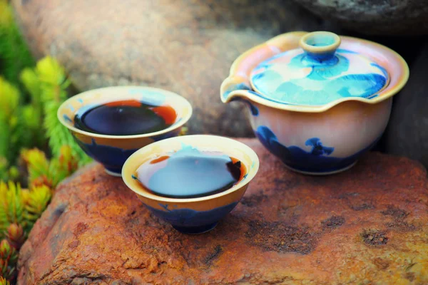 Černý Čínský Čaj Zahrada — Stock fotografie
