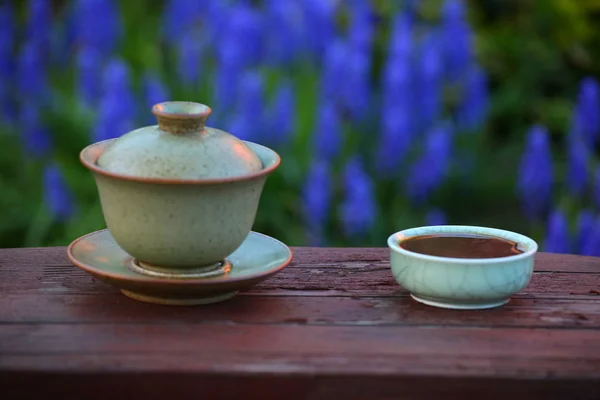 Black Chinese Tea Garden — Stock Photo, Image