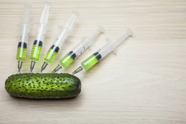 Nitrate Syringe Cucumber Table Background — Stock Photo, Image