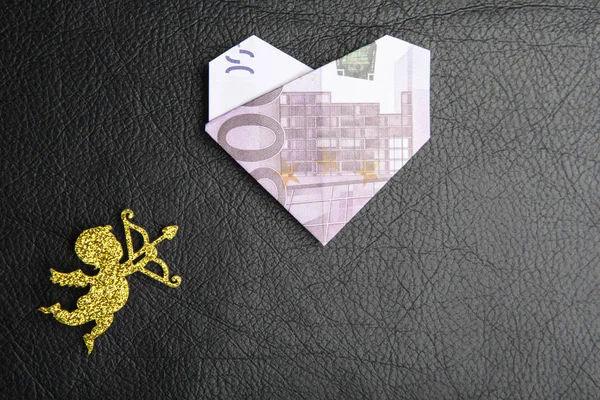 Cupid Money Dark Leather Background — 스톡 사진