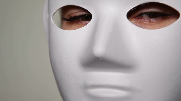 Máscara Olhos Femininos Fundo Branco Imagens — Vídeo de Stock
