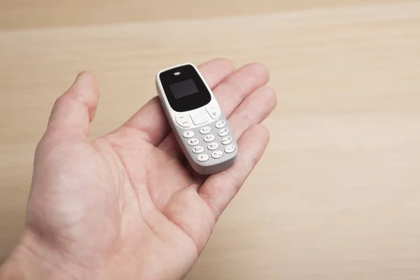 Mobile Phone Hand Table Background — Stock Photo, Image