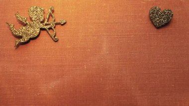 Altın Aşk Tanrısı Kalbi Tekstil arkaplan HD görüntüleri 
