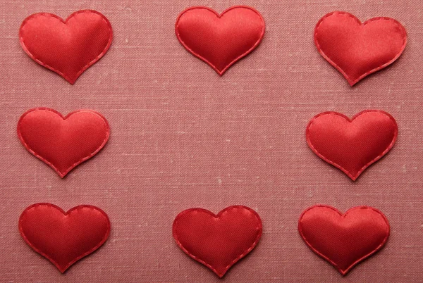 Rotes Herz Scharfen Textilen Hintergrund — Stockfoto