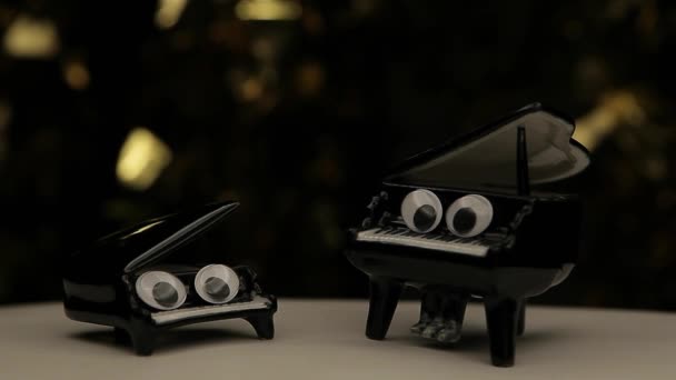 Siyah Grand Piano Altın Bokeh Video — Stok video