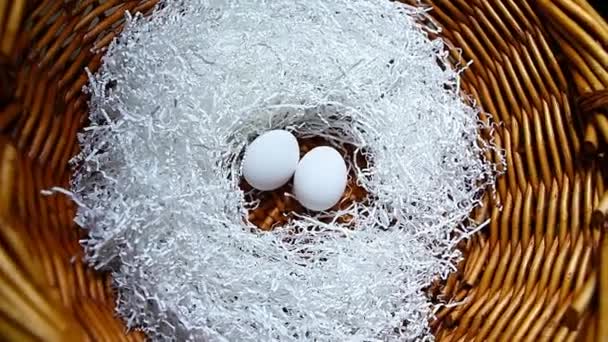 Chicken Egg Cut Paper Basket Background Footage — Stock Video