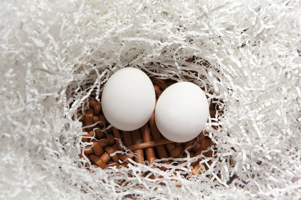 Chicken Egg Cut Paper Basket Background — Stock Photo, Image