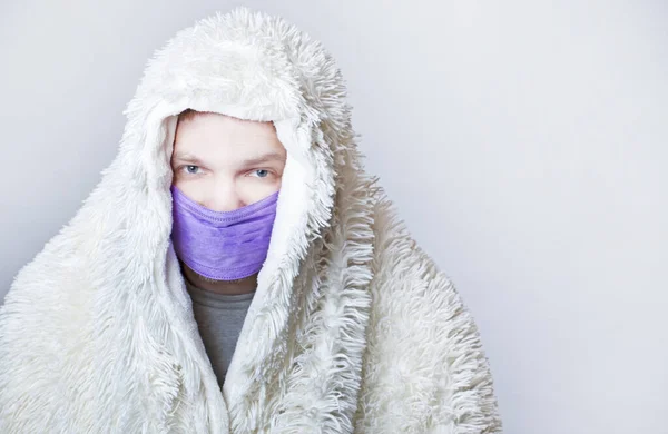 Mann Porträt Maske Weißen Hintergrund — Stockfoto