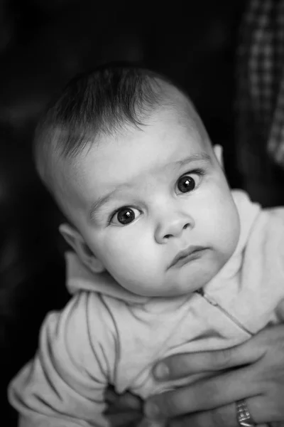 Black and white portrait of a baby boy — Stock Photo, Image