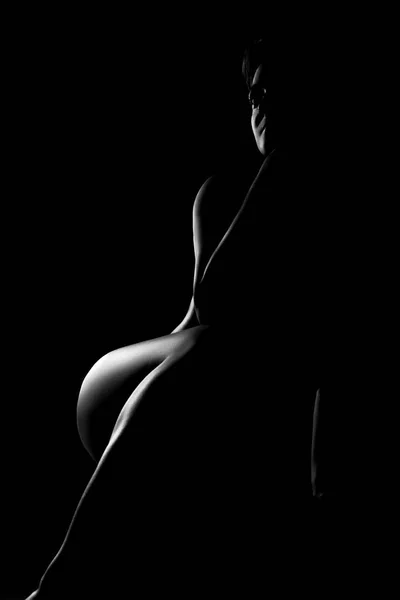 black and white female body in back light art photography