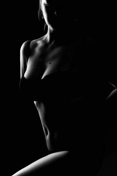 Corpo feminino preto e branco na fotografia de arte de luz traseira Imagens De Bancos De Imagens Sem Royalties