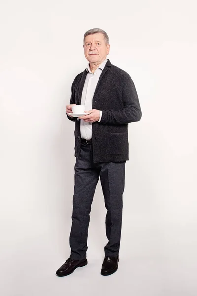 Senior Businessman Having a Break. Mature Man with a Cup of Coff — Stock Photo, Image