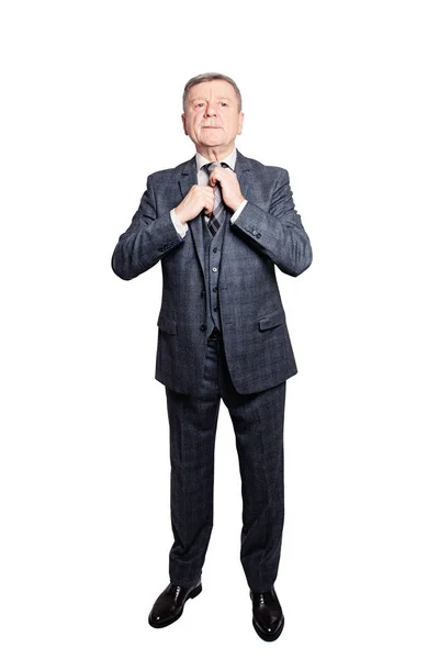 Mature Businessman wearing Suit. Senior Man Isolated on White — Stock Photo, Image