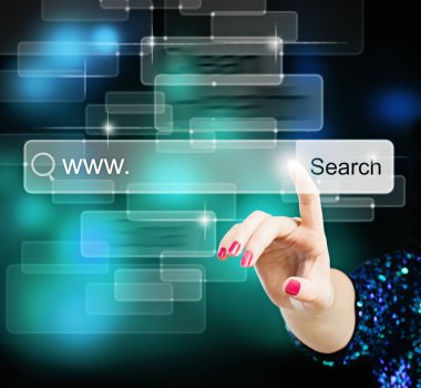 Web enterne dalga köpüğü. El ve sanal tarayıcı Bar