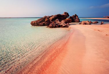 Beautiful Landscape of Elafonissi Beach with Pink Sand on Crete clipart
