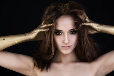 Güzel Model ve kadın ile mükemmel makyaj kumral