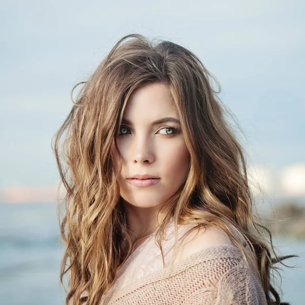 Rüzgarlı üfleme saç muhteşem kadınla. Vintage Boho stili