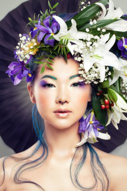 Çiçek güzel Model kadın portresi 