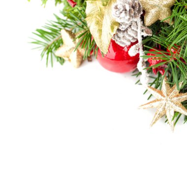 Noel kavramı ile Dekorasyon, Xmas ağacı dal, altın yıldız