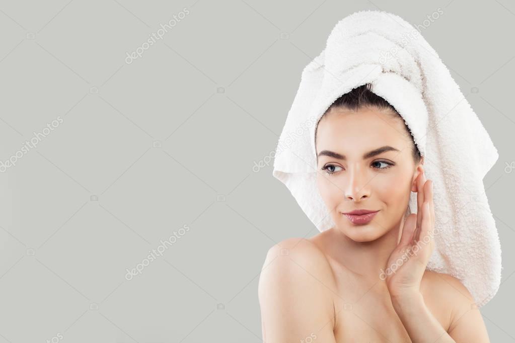 Spa Girl. Beautiful Woman with Healthy Skin, Cute Face 
