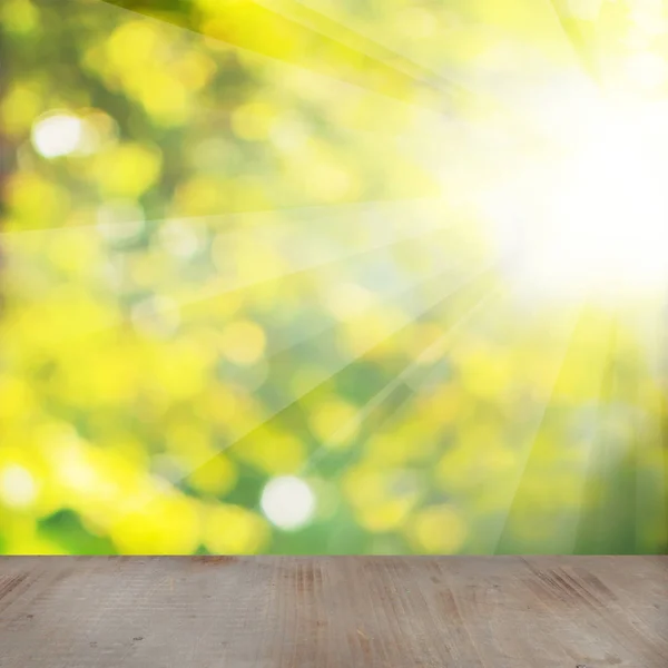 Soft Focus Background Abstract Green Yellow Bokeh Light Gray Wood — Stock Photo, Image