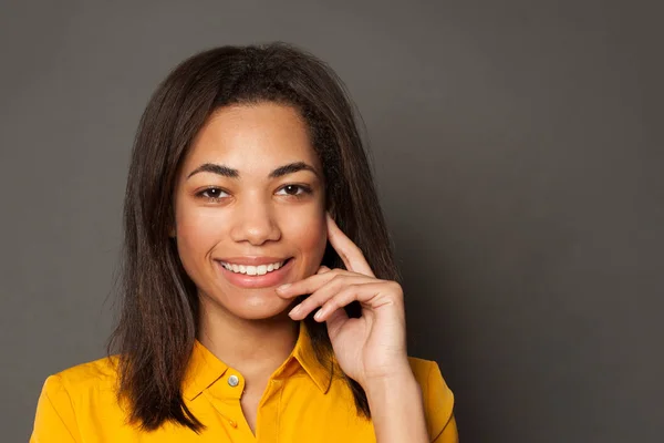 Happy smiling positive clever black woman student close up portrait — 스톡 사진