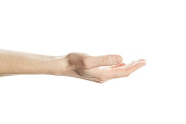 Boş alan el beyazda izole