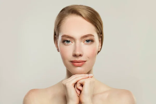 Beautiful Face Healthy Woman Model Clear Skin Skincare Facial Treatment — Stock Photo, Image