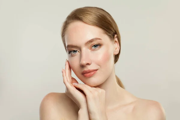 Beautiful Face Healthy Model Clear Skin Skincare Facial Treatment Concept — Stock Photo, Image