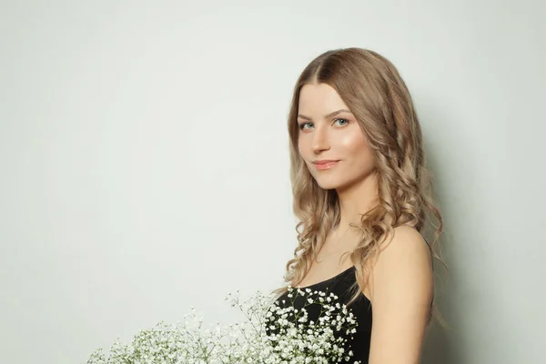 Cute Woman Blonde Curly Hair Portrait — Stock Photo, Image