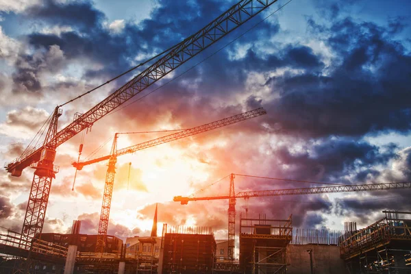 Obra Con Grúas Edificios — Foto de Stock