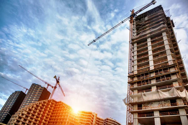 Obra Con Grúas Edificios — Foto de Stock