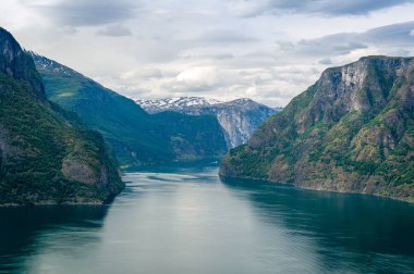 Sognefjord dağ ve Deniz Manzaralı.
