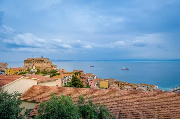 Porto Santo Stefano and old fortress — 스톡 사진