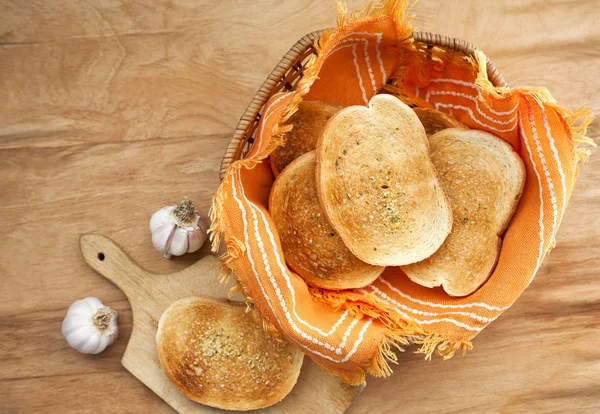 Toast bread in a basket — Stock Photo, Image