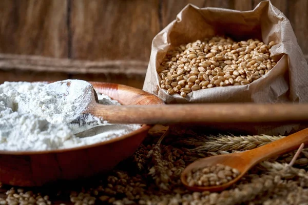 Panadería Mesa Granos Semillas Cereales Panadería Trigo — Foto de Stock