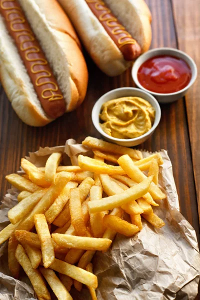 Patatine Fritte Hot Dog — Foto Stock