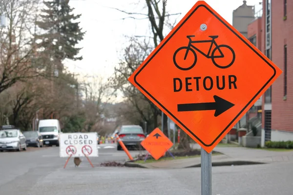 Detour Sign for Cyclists — Stock Photo, Image