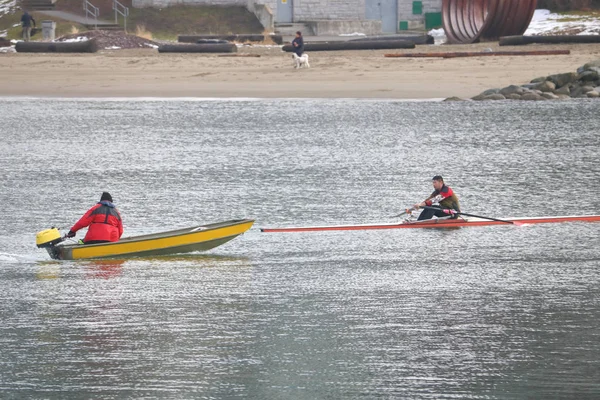 Rower and Coach Training in Canada — Stock Photo, Image