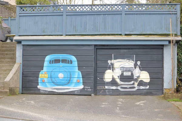 Βανκούβερ τοπικών καλλιτεχνών και γκαράζ δύο αυτοκινήτων — Φωτογραφία Αρχείου