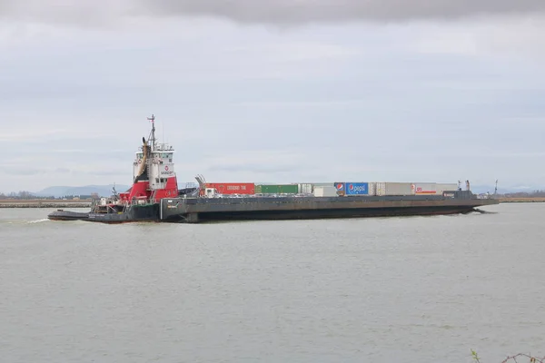 Vlakke Top Barge uitvoering van Cargo opslaglocaties — Stockfoto