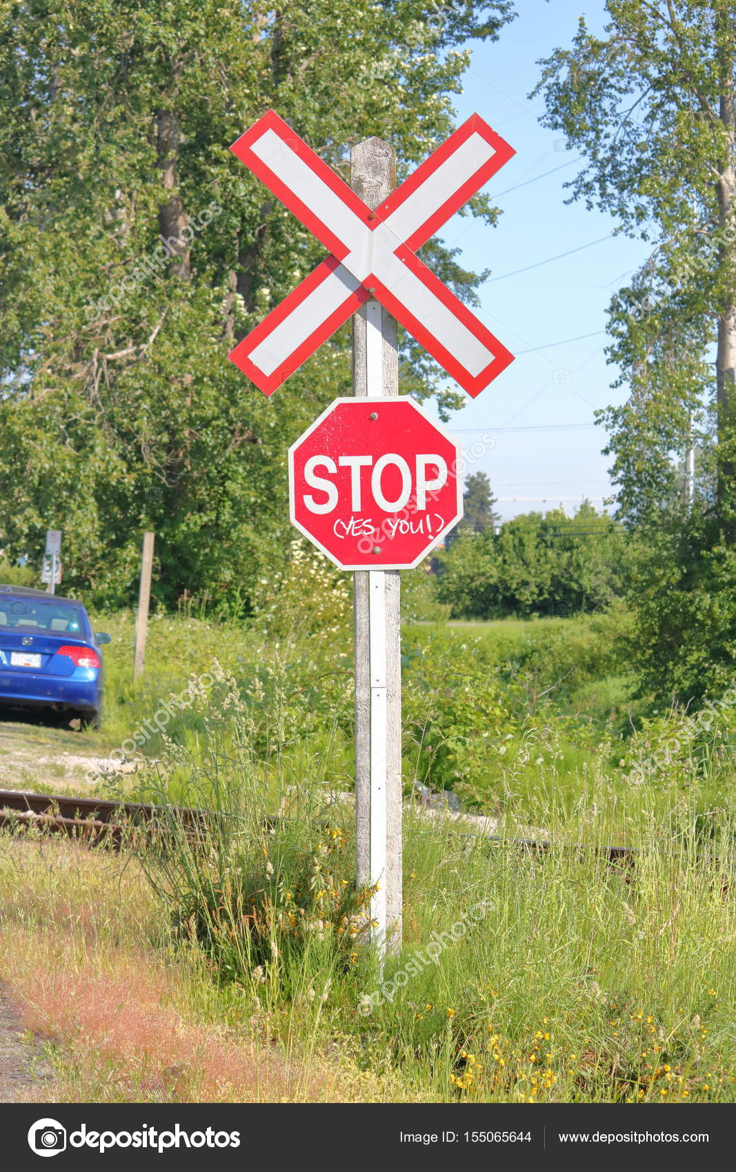 Emphatic Stop Sign And Railway Crossing Stock Photo Image By C Modfos