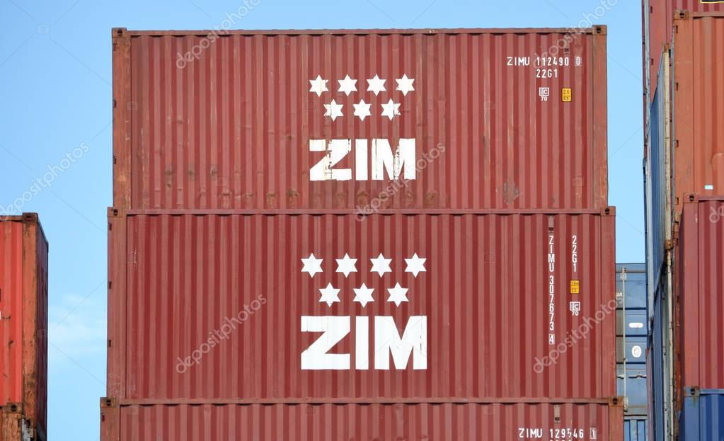 A container owned by ZIM Integrated Shipping, one of the largest global container shipping businesses seen in Vancouver, British Columbia on June 16, 2017.